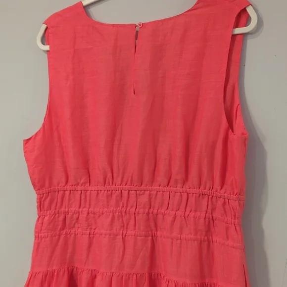 J Crew Hyacinth V-neck Dress Ramie Coral Pink size XL - Picture 5 of 11